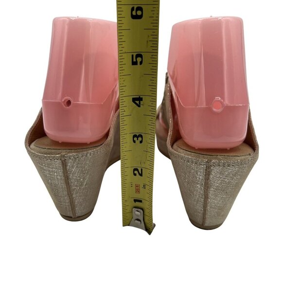 Donald J Pliner Womens 7.5 Embellished Tan Metallic Bronze Wedge Sandals Boho - Picture 8 of 12